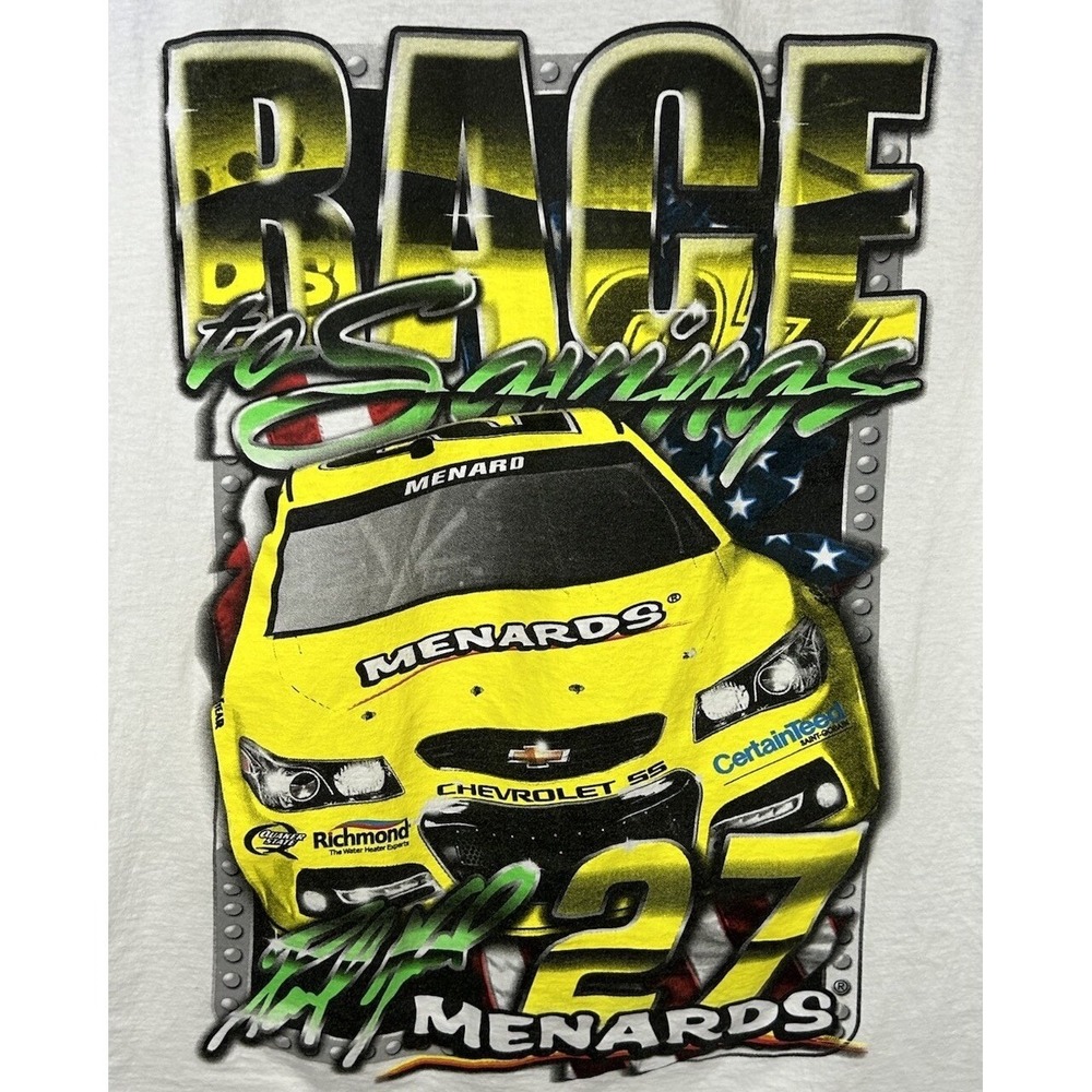 Fruit of the Loom Menards Racing T-Shirt 27 Chevy NASCAR Race Car Mens Size L